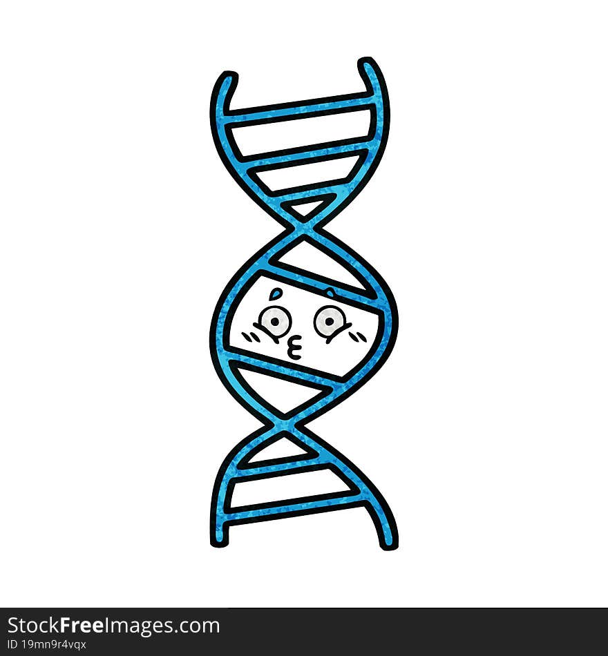 retro grunge texture cartoon DNA strand