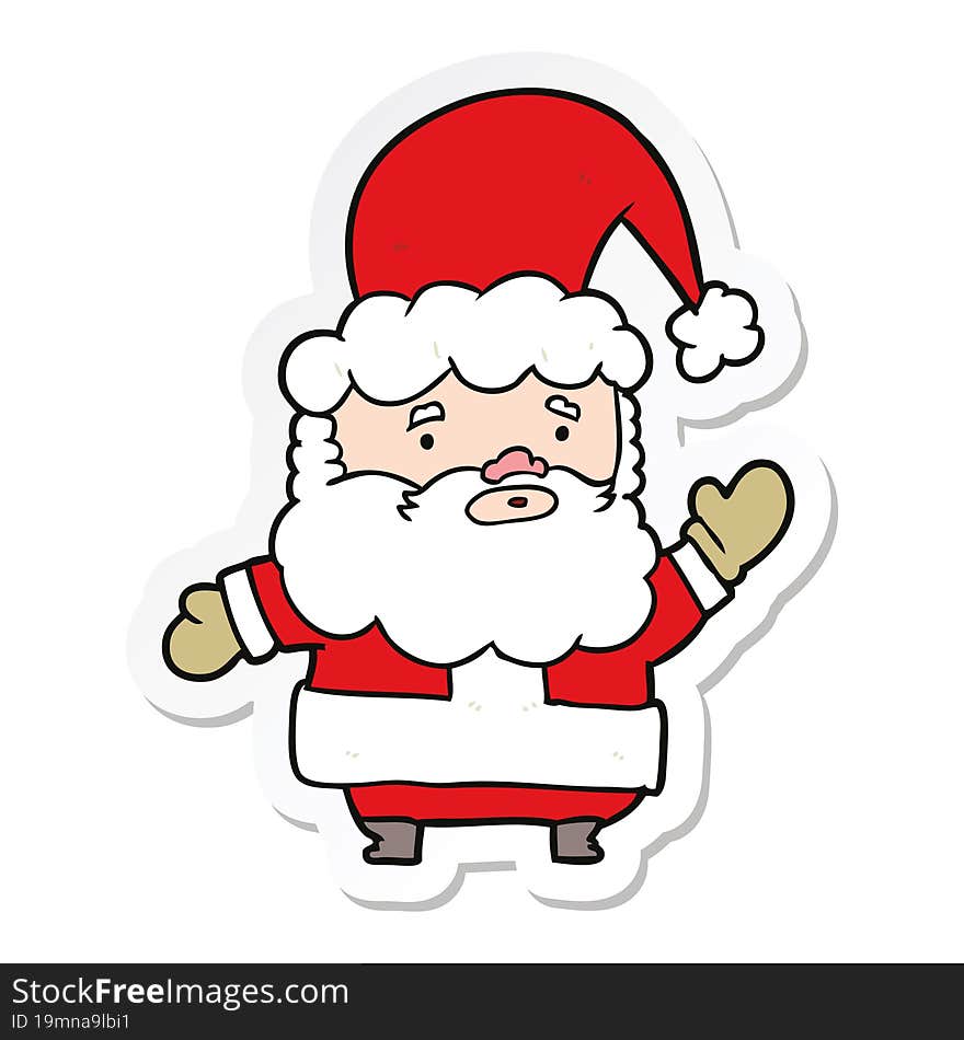 sticker of a cartoon santa claus