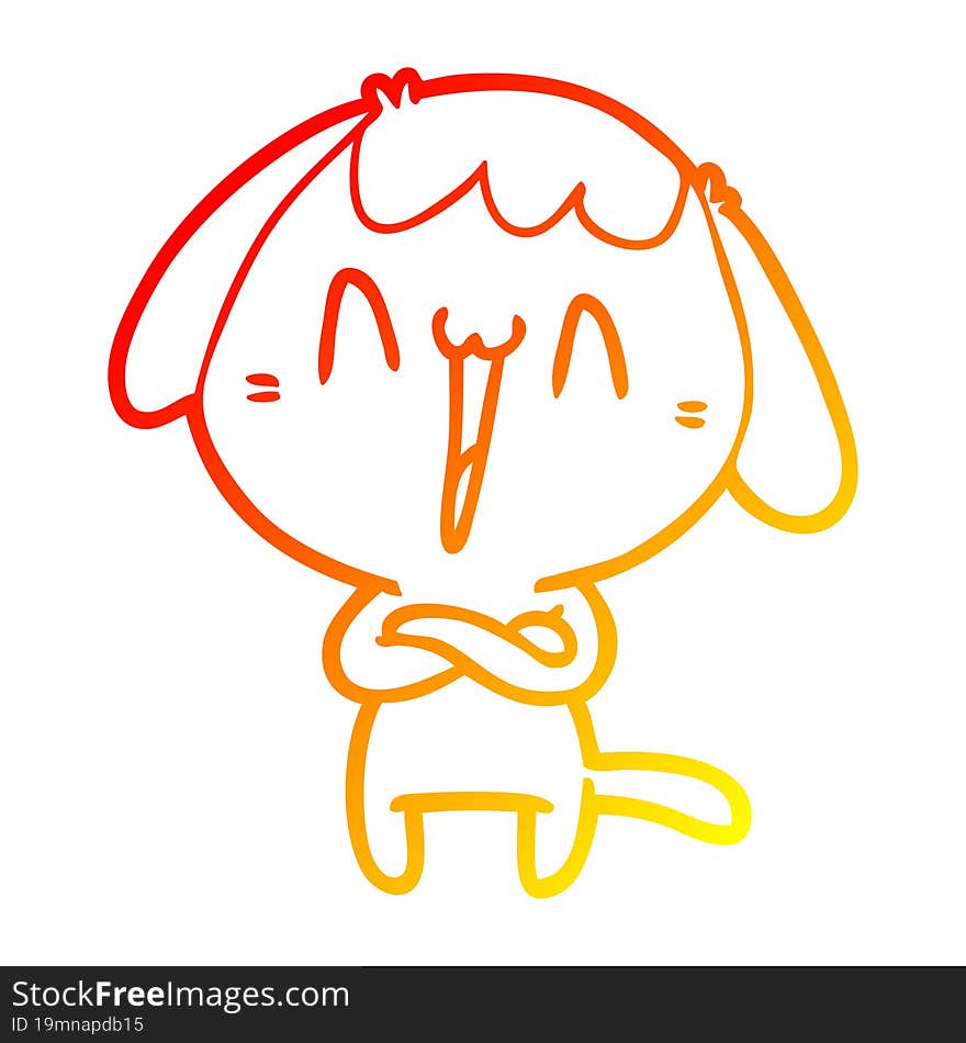 Warm Gradient Line Drawing Cute Cartoon Dog