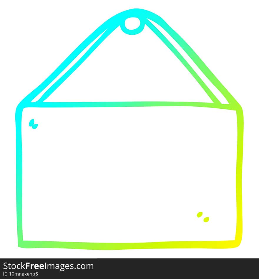 cold gradient line drawing of a cartoon blank sign