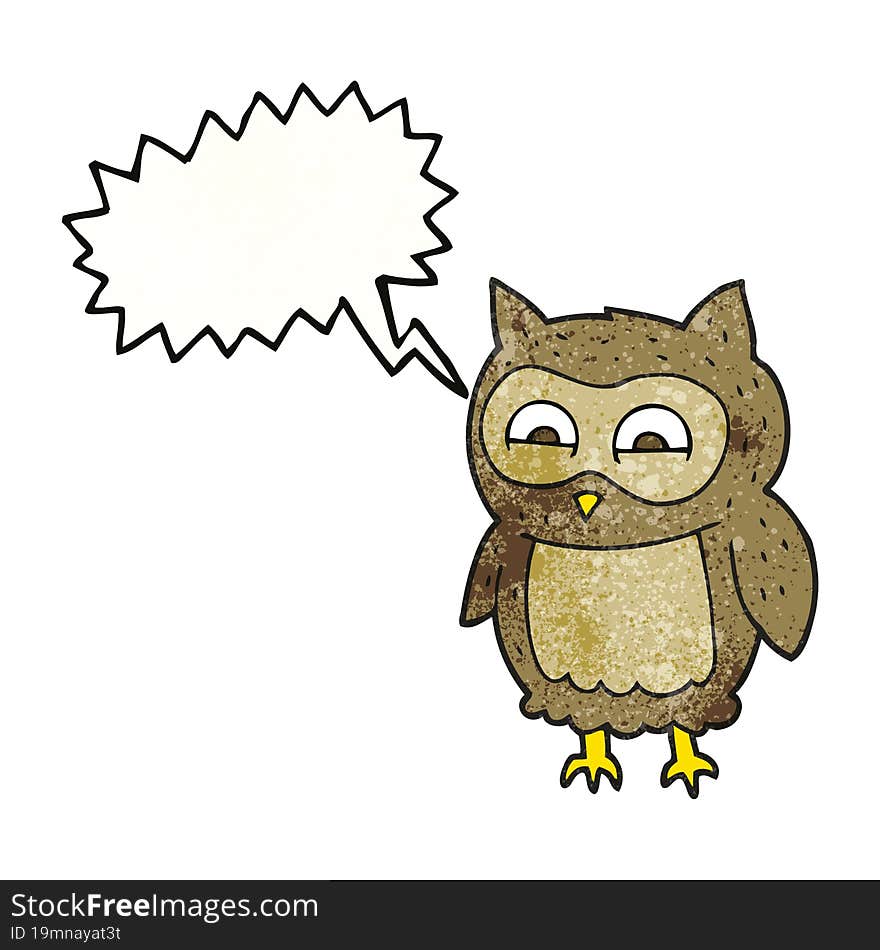 speech bubble textured cartoon owl