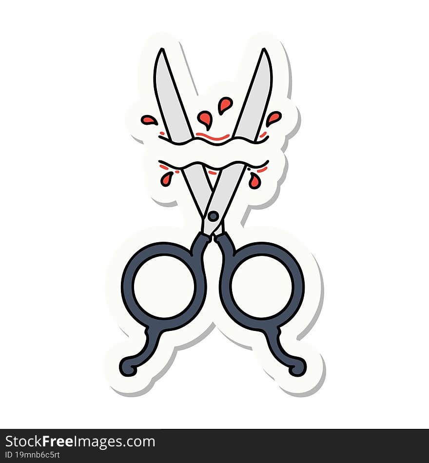 Tattoo Style Sticker Of Barber Scissors