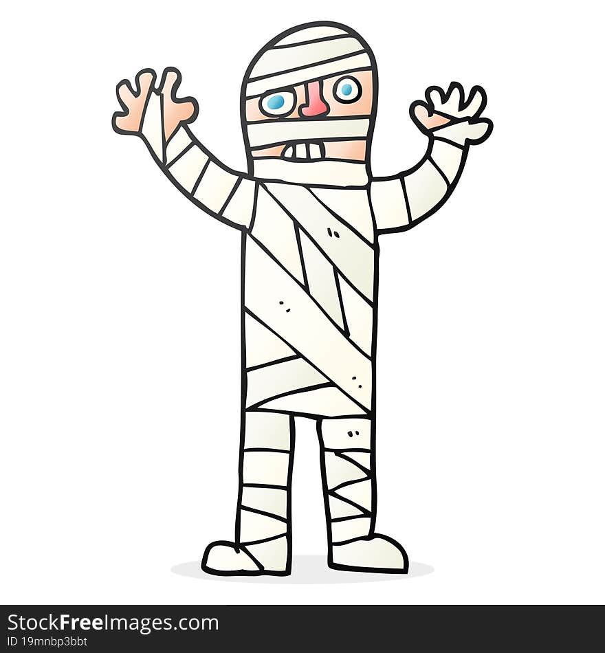 cartoon bandaged mummy