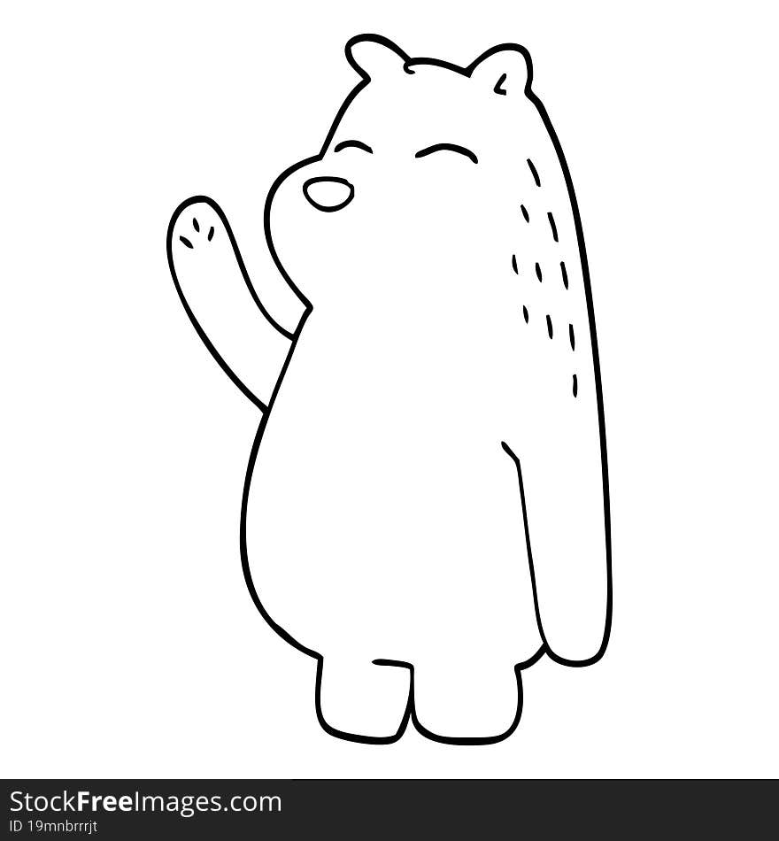 line drawing cartoon bear waving