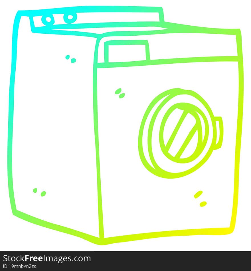 Cold Gradient Line Drawing Cartoon Washing Machine