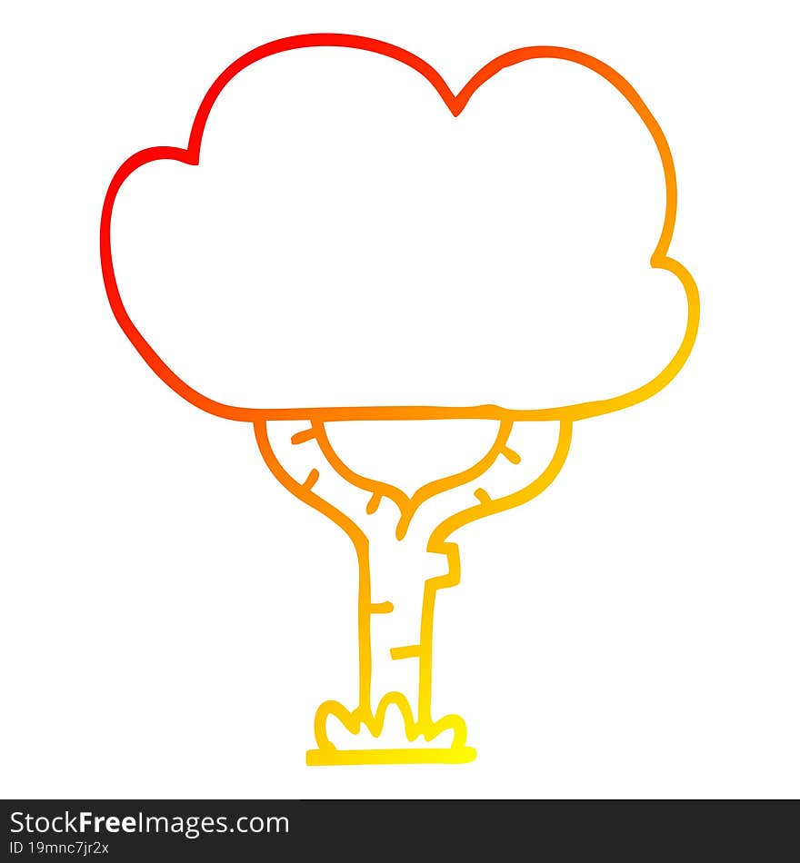 Warm Gradient Line Drawing Cartoon Tree