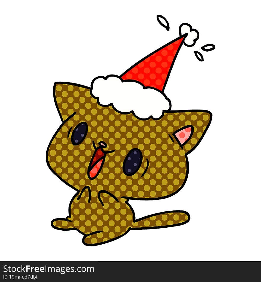 christmas cartoon of kawaii cat