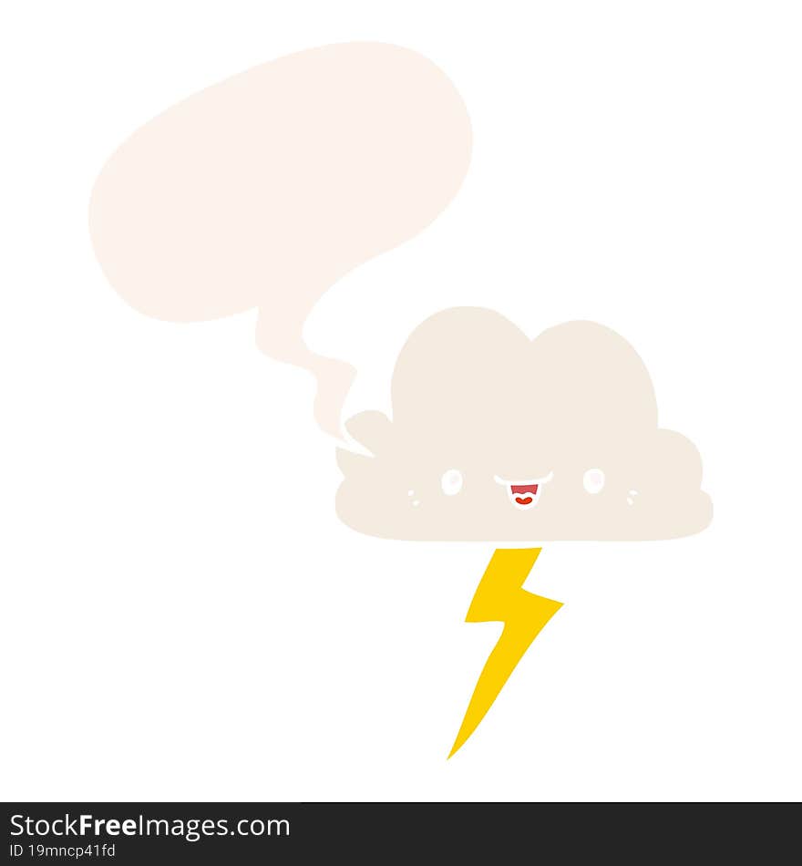 Cartoon Storm Cloud And Speech Bubble In Retro Style