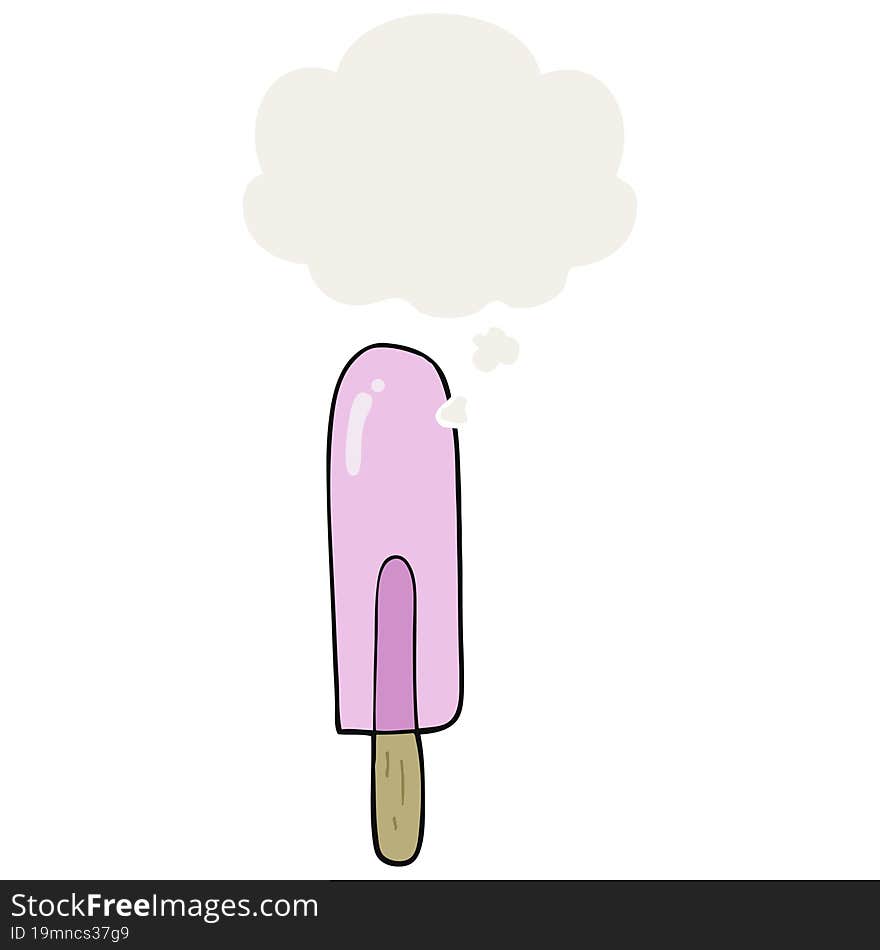 Cartoon Ice Lolly And Thought Bubble In Retro Style