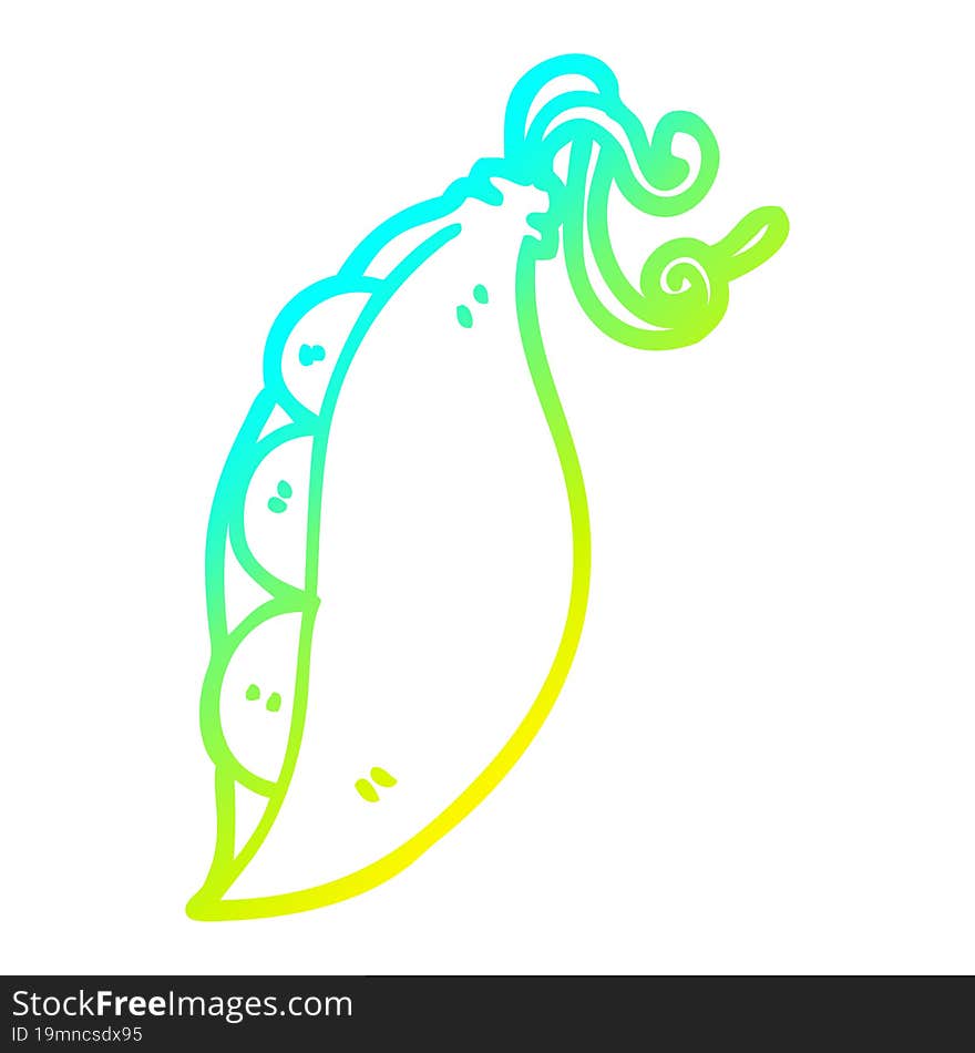 cold gradient line drawing of a cartoon peas in pod