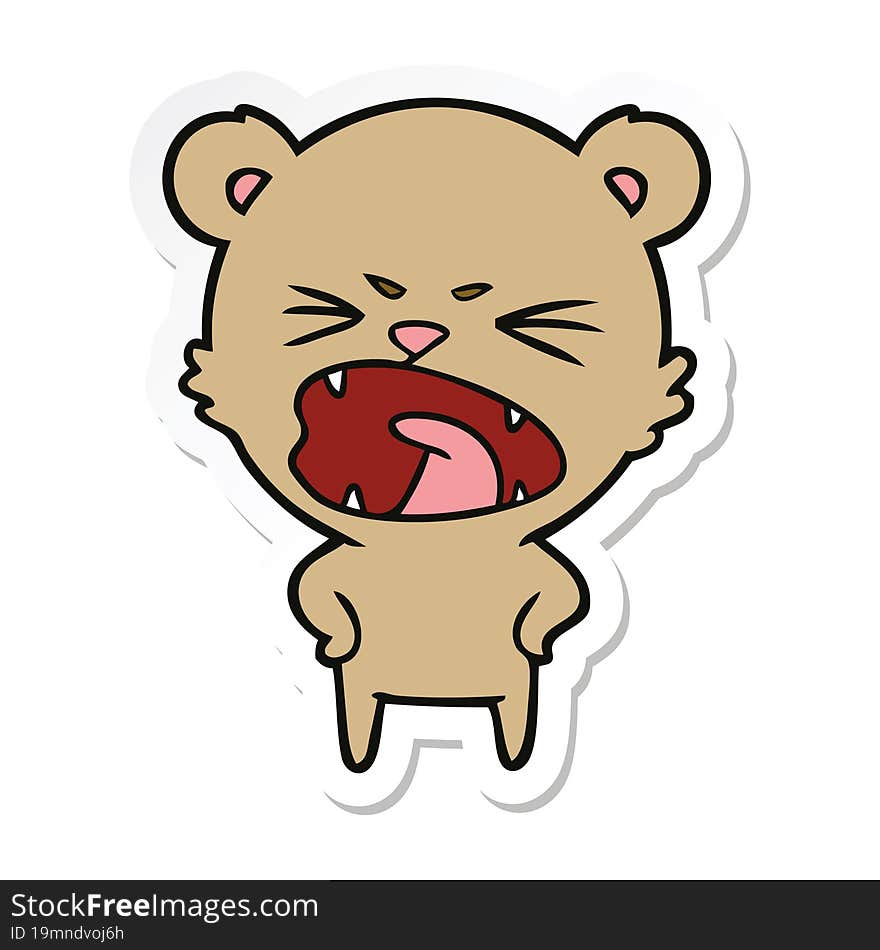 sticker of a angry cartoon bear