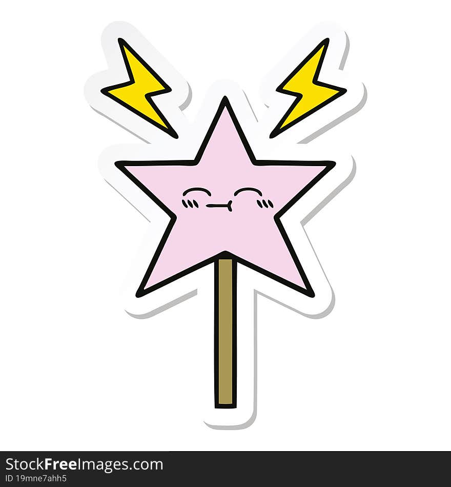 sticker of a cute cartoon magic wand