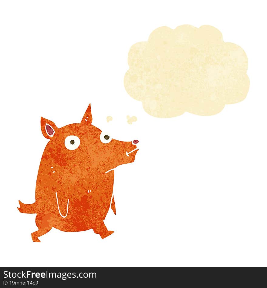 cartoon funny little dog with thought bubble