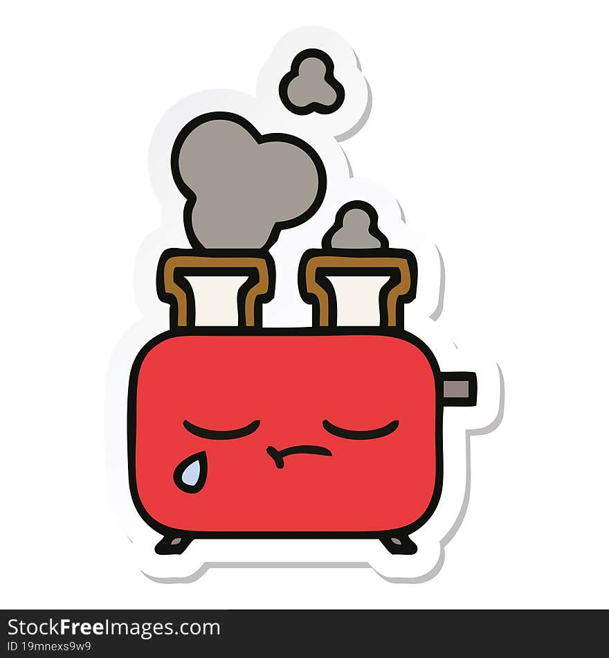 Sticker Of A Cute Cartoon Of A Toaster