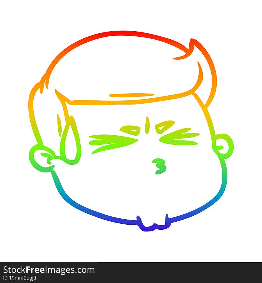 Rainbow Gradient Line Drawing Cartoon Male Face