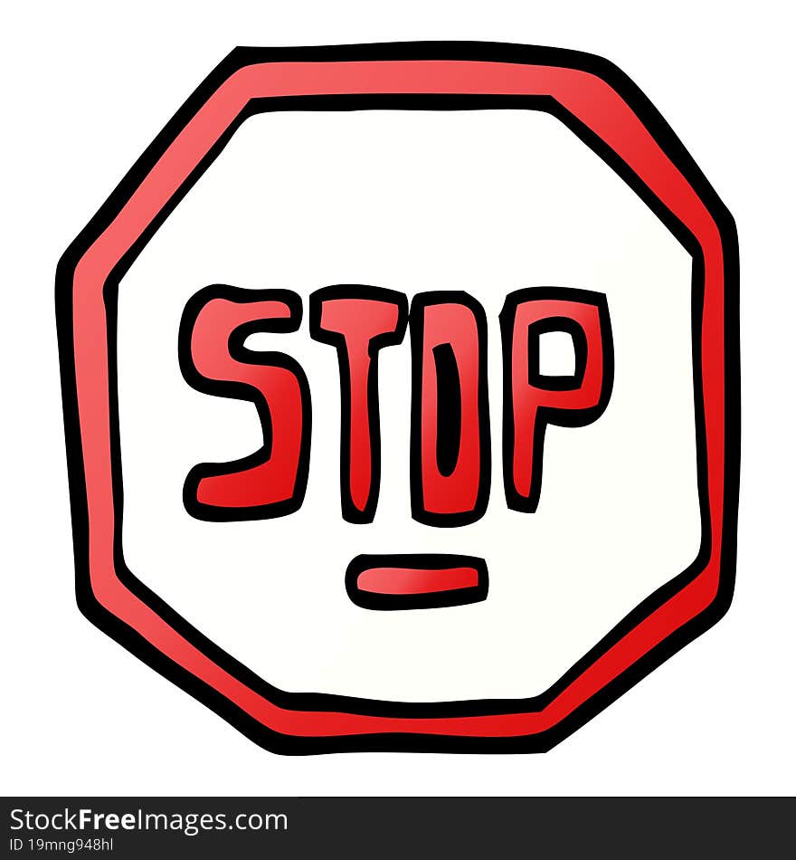 vector gradient illustration cartoon stop sign