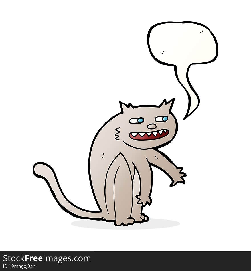 cartoon happy cat with speech bubble