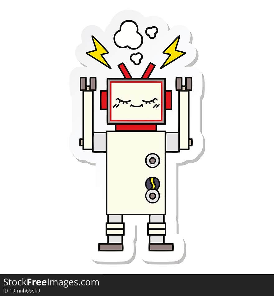 Sticker Of A Cute Cartoon Dancing Robot