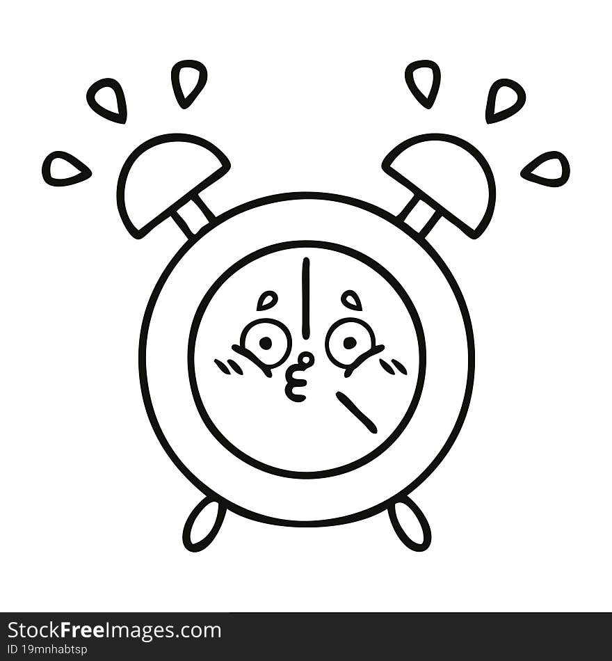 line drawing cartoon alarm clock