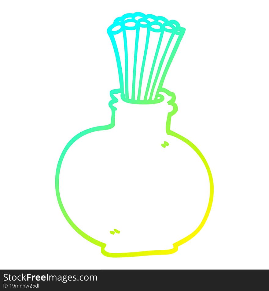 cold gradient line drawing cartoon reeds in vase