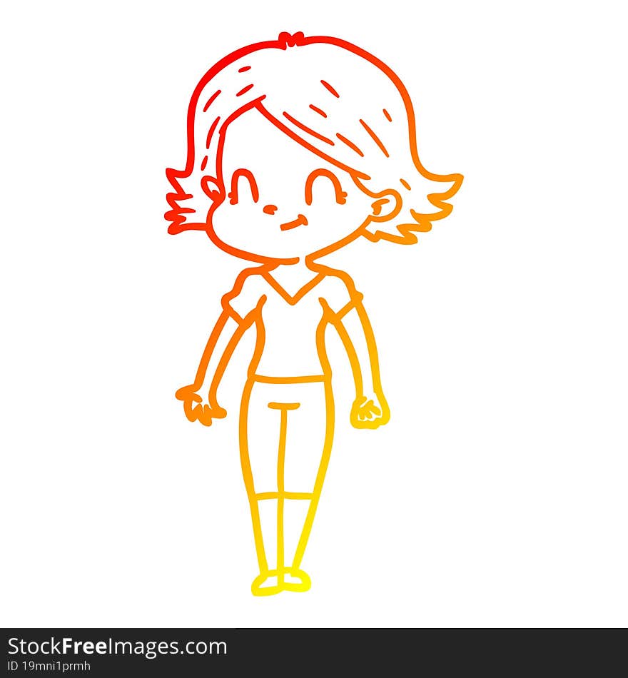 warm gradient line drawing cartoon friendly girl