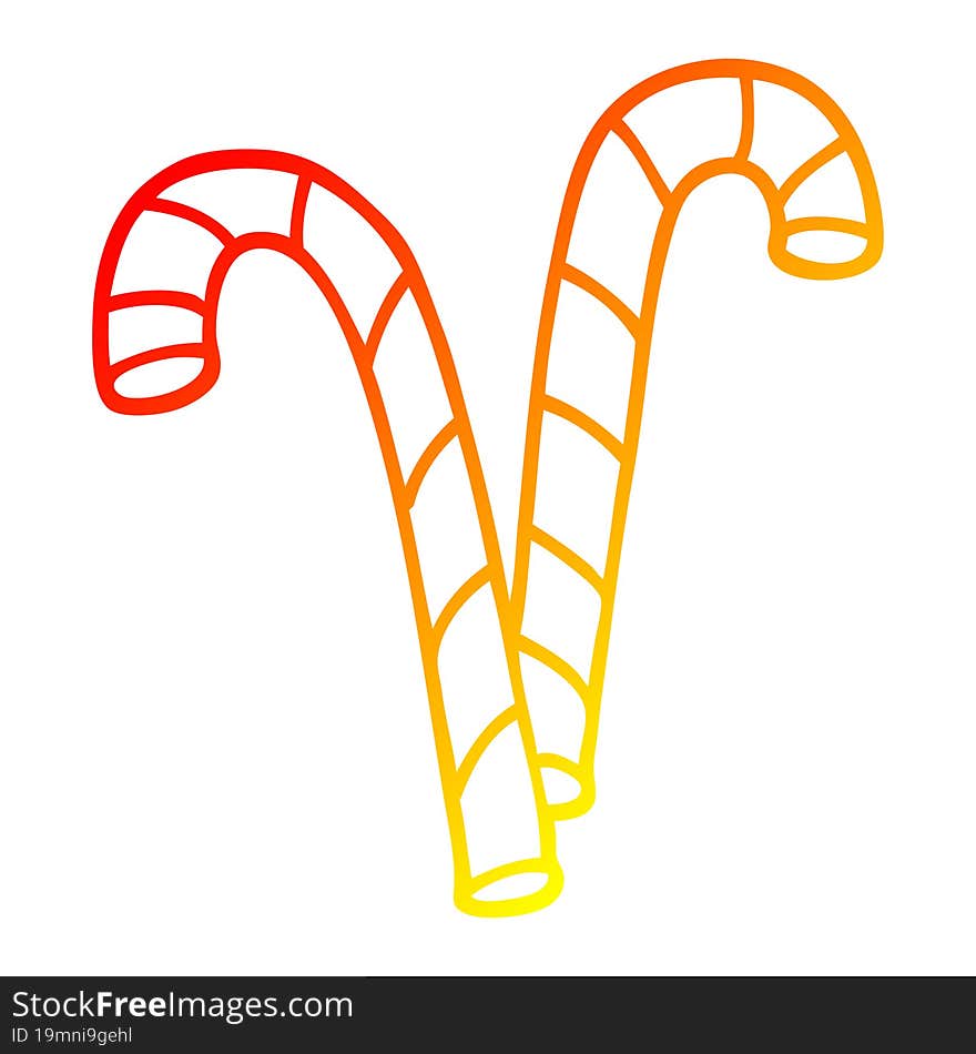 warm gradient line drawing cartoon xmas candy cane