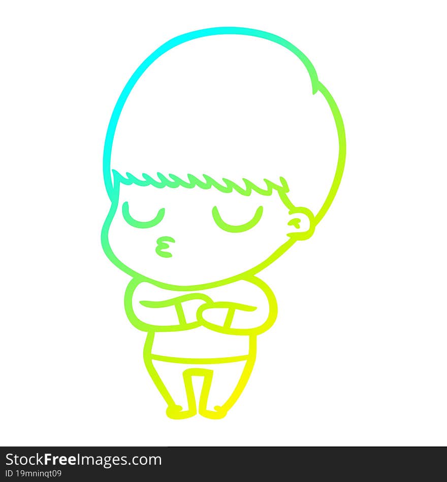 cold gradient line drawing cartoon calm boy