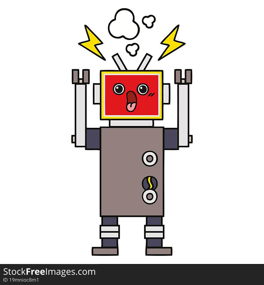 cute cartoon of a robot malfunction