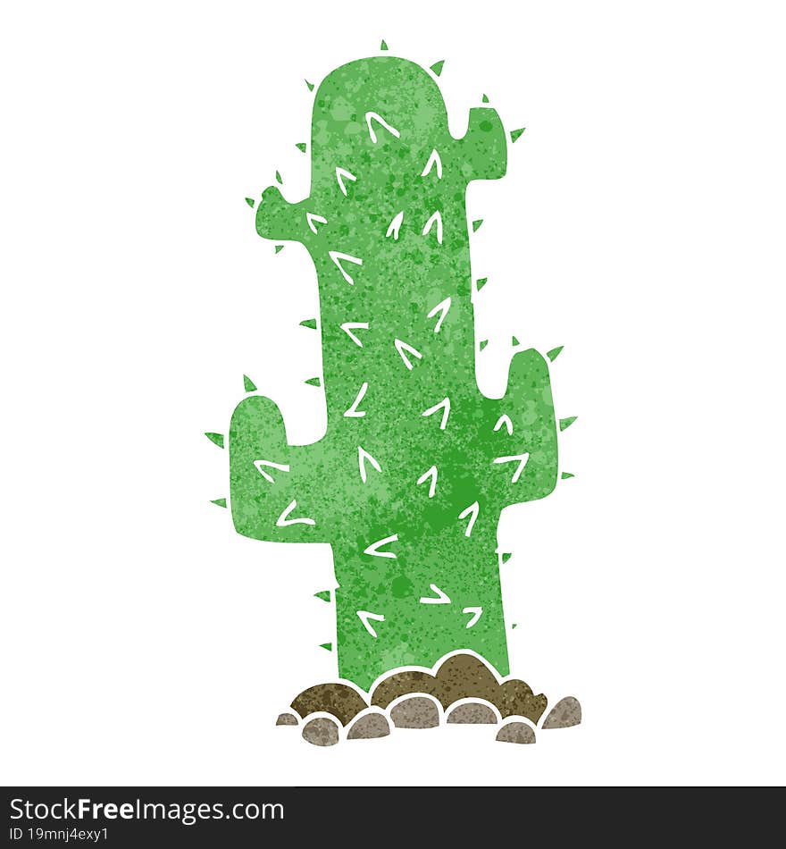 freehand retro cartoon cactus