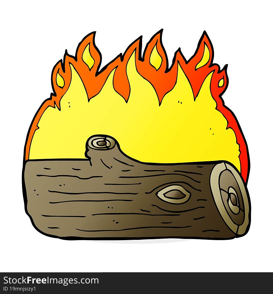 cartoon burning log