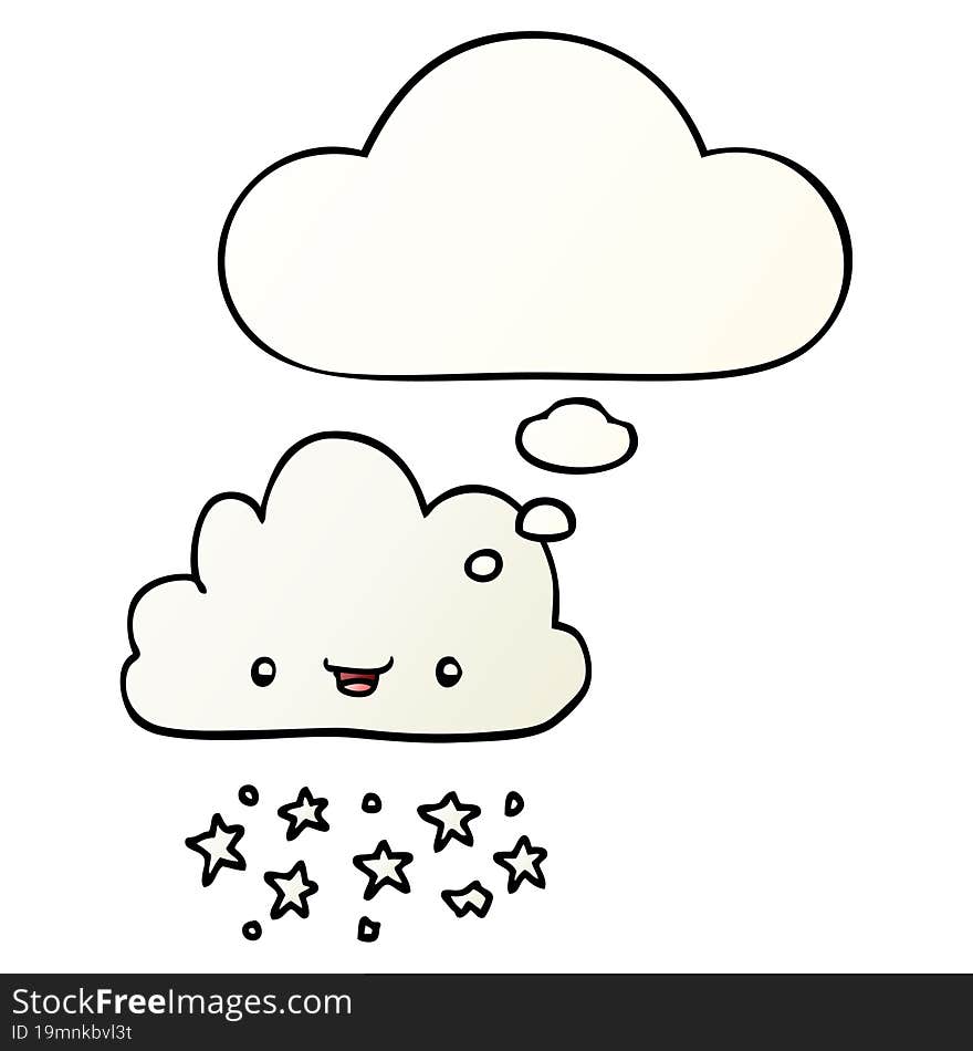 cartoon storm cloud and thought bubble in smooth gradient style