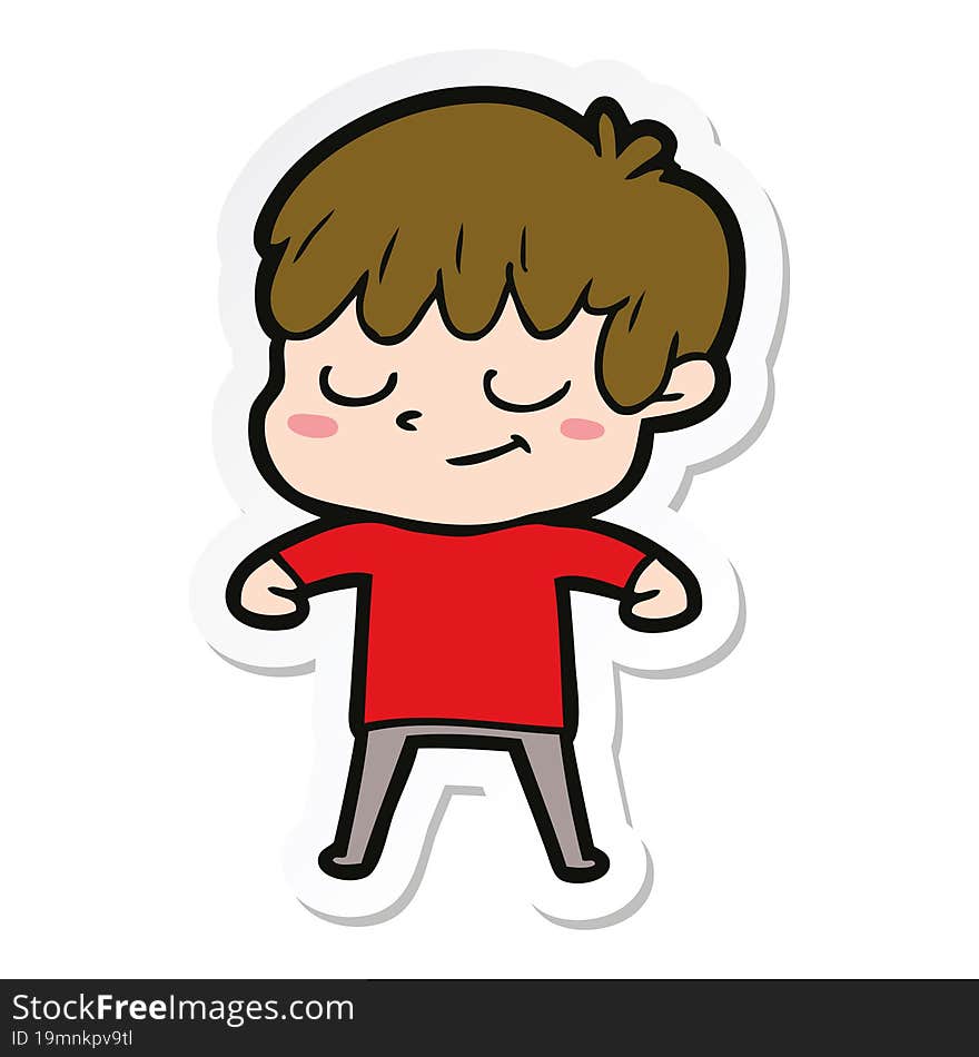 sticker of a cartoon happy boy