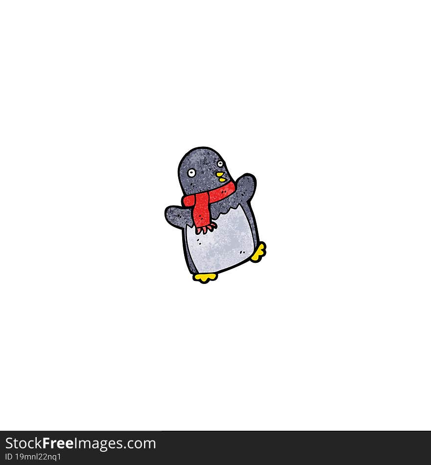 cartoon penguin wearing scarf