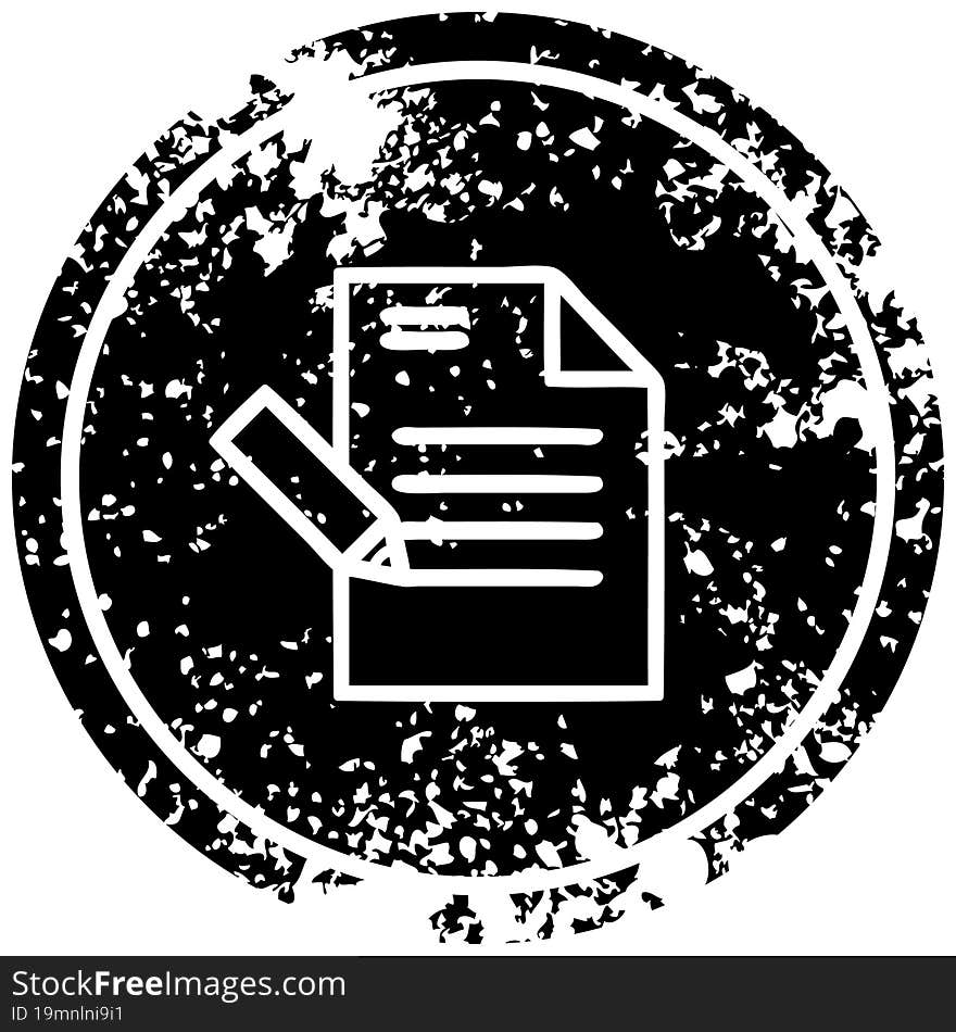 Writing Document Distressed Icon