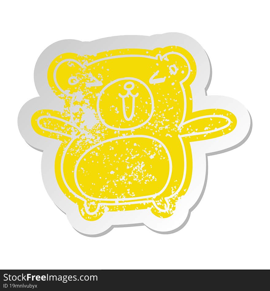 Distressed Old Sticker Kawaii Cute Teddy Bear