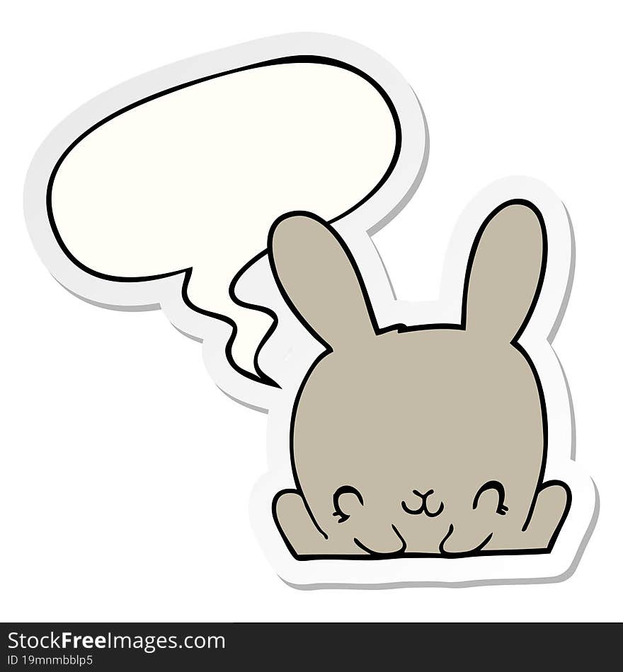 Cartoon Rabbit And Speech Bubble Sticker