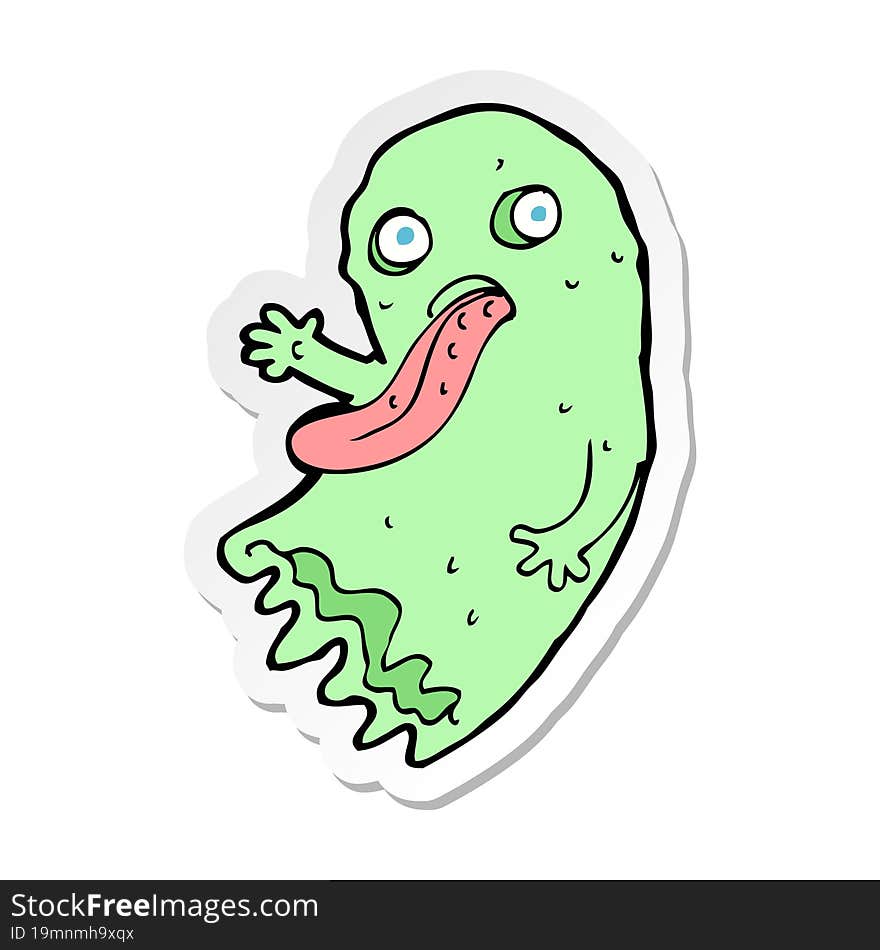 sticker of a gross cartoon ghost