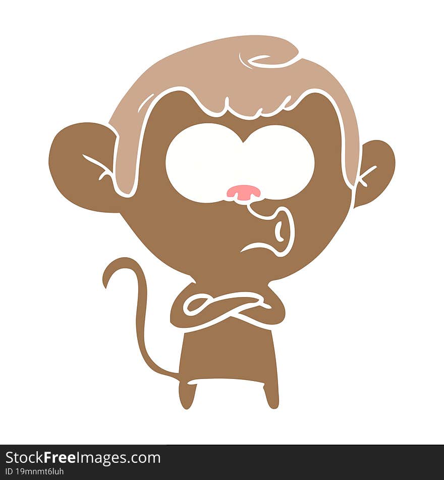 flat color style cartoon hooting monkey