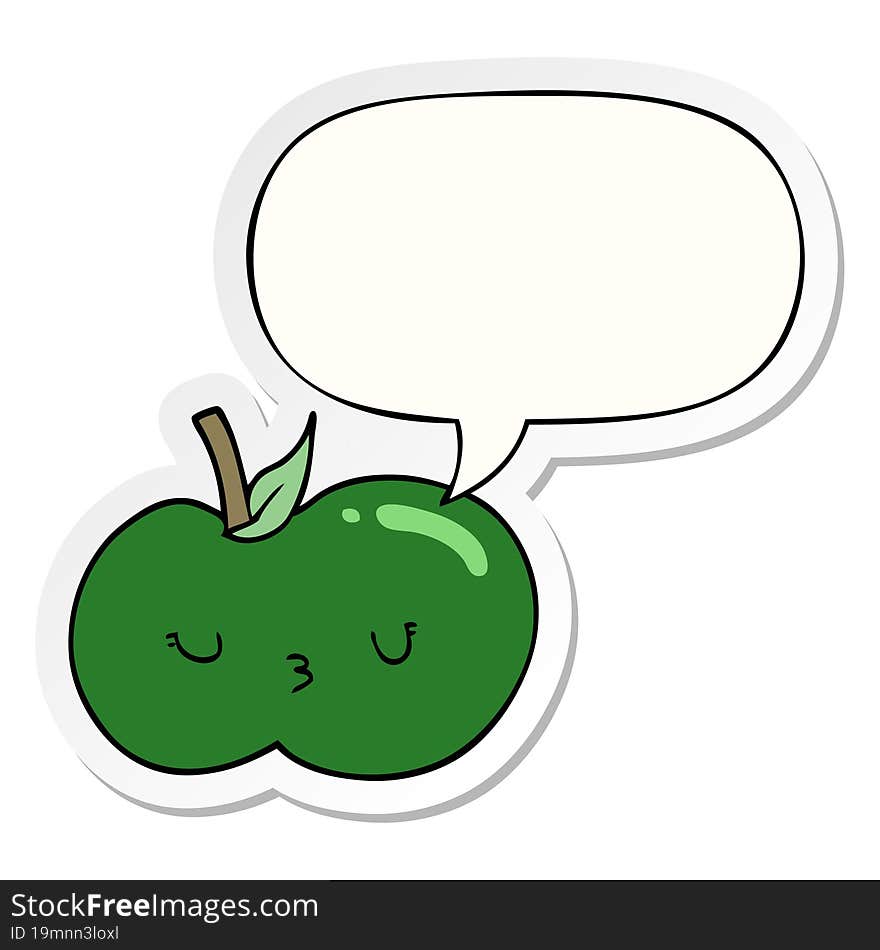 Cartoon Cute Apple And Speech Bubble Sticker