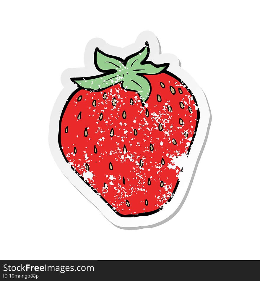 Retro Distressed Sticker Of A Cartoon Strawberry