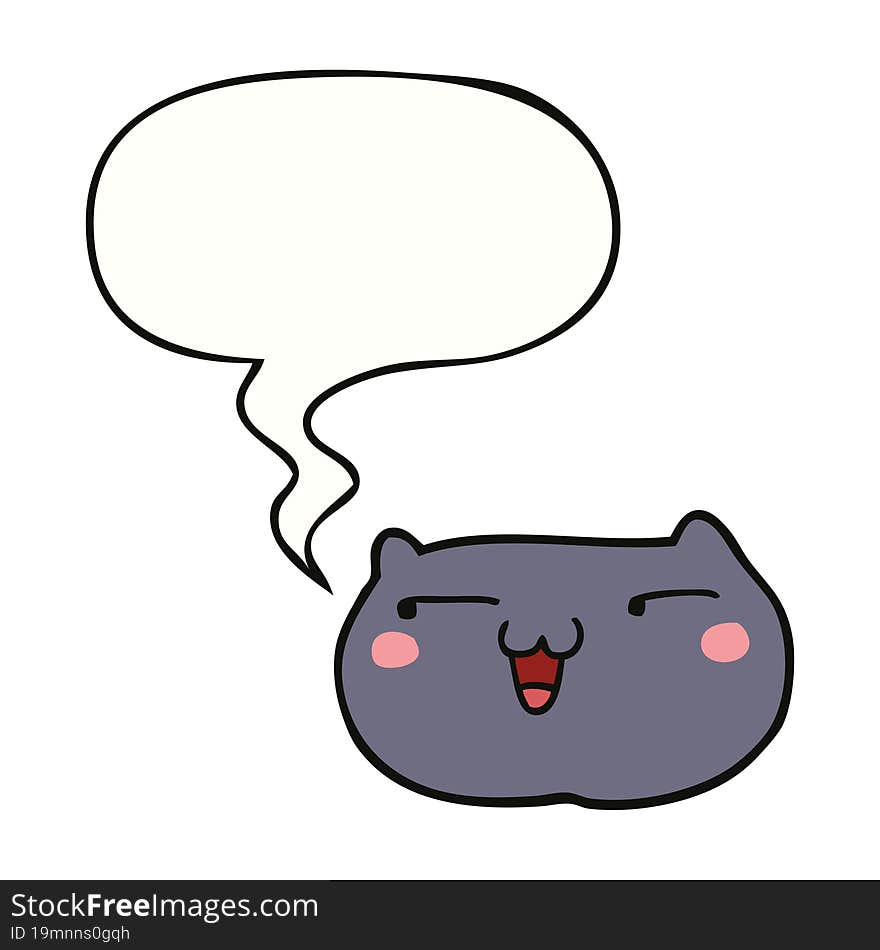 cartoon cat face and speech bubble