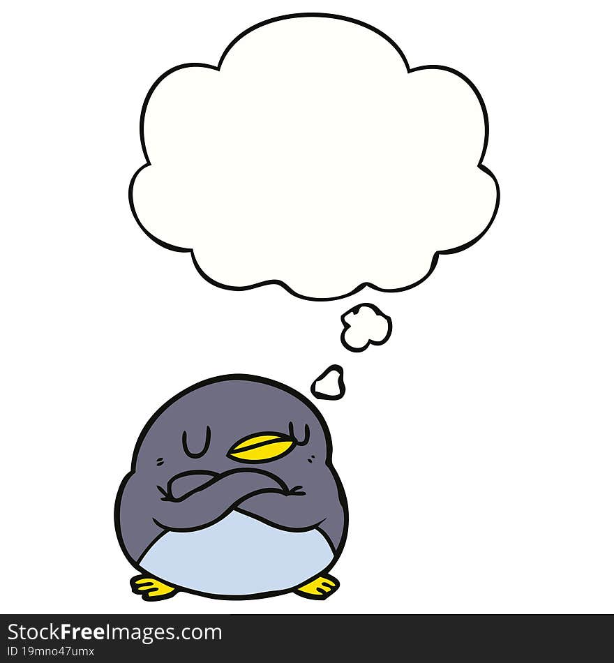 cartoon penguin with thought bubble. cartoon penguin with thought bubble