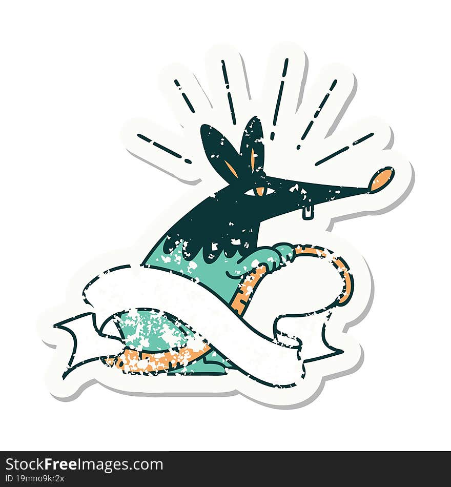 Grunge Sticker Of Tattoo Style Sneaky Rat