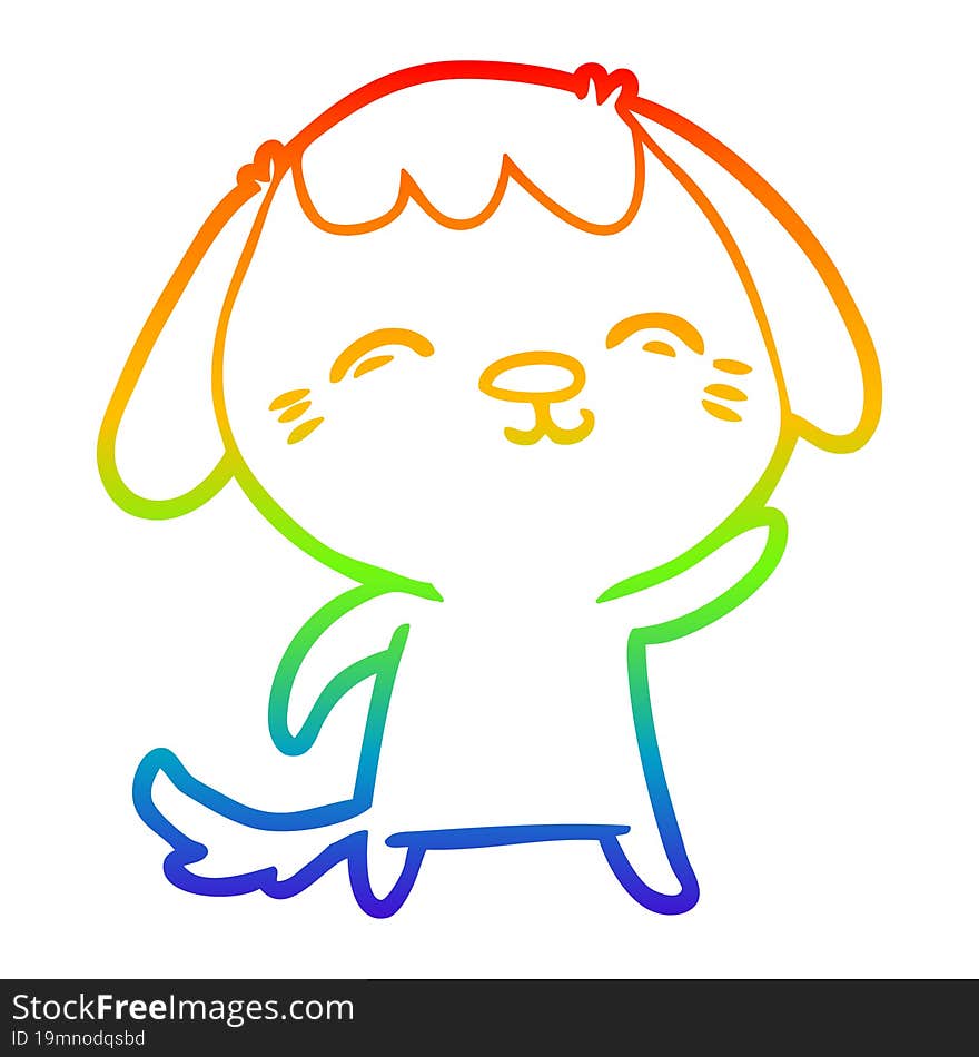 rainbow gradient line drawing of a happy cartoon dog