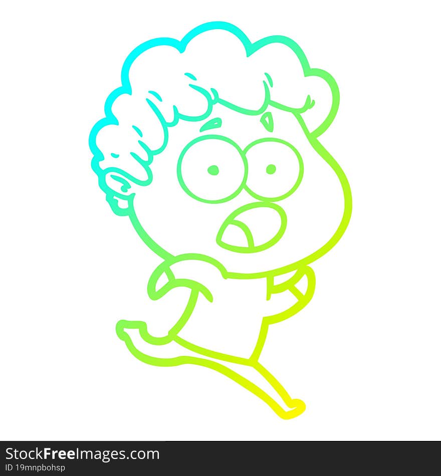 cold gradient line drawing cartoon man gasping in surprise