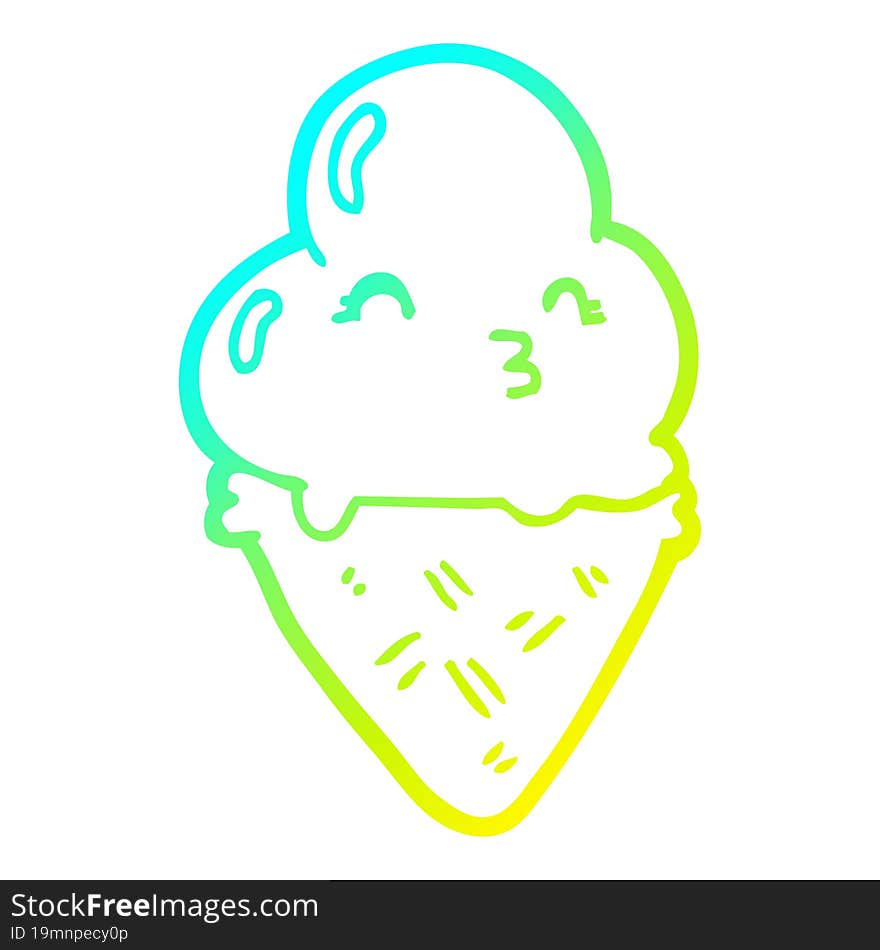 Cold Gradient Line Drawing Cartoon Ice Cream