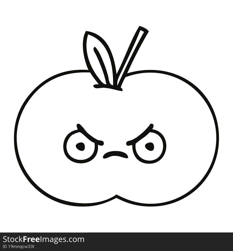 line drawing cartoon red apple