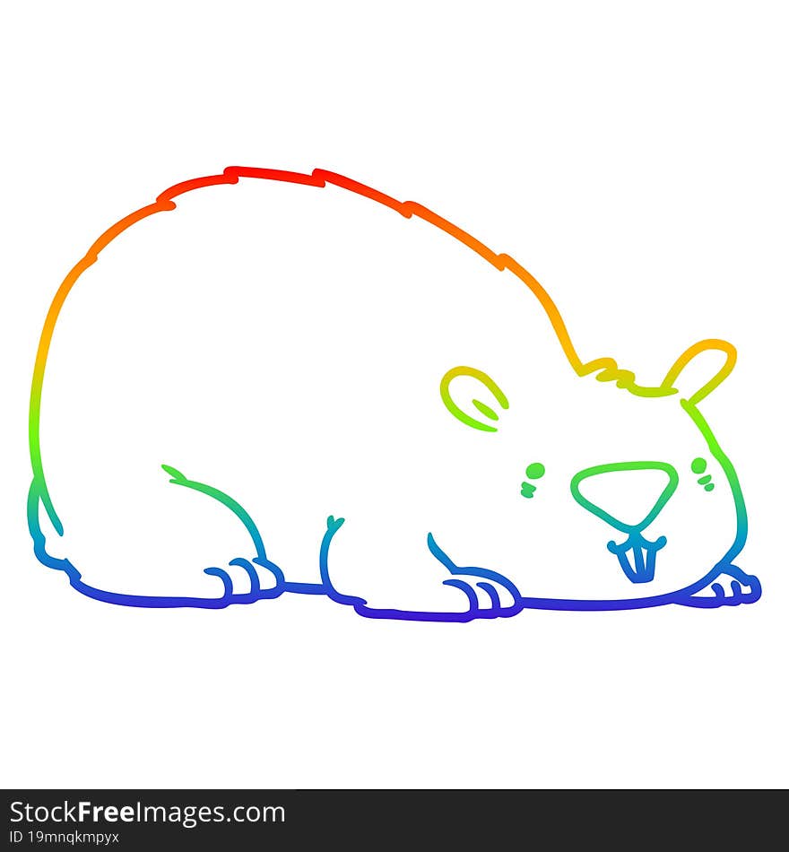 rainbow gradient line drawing cartoon wombat