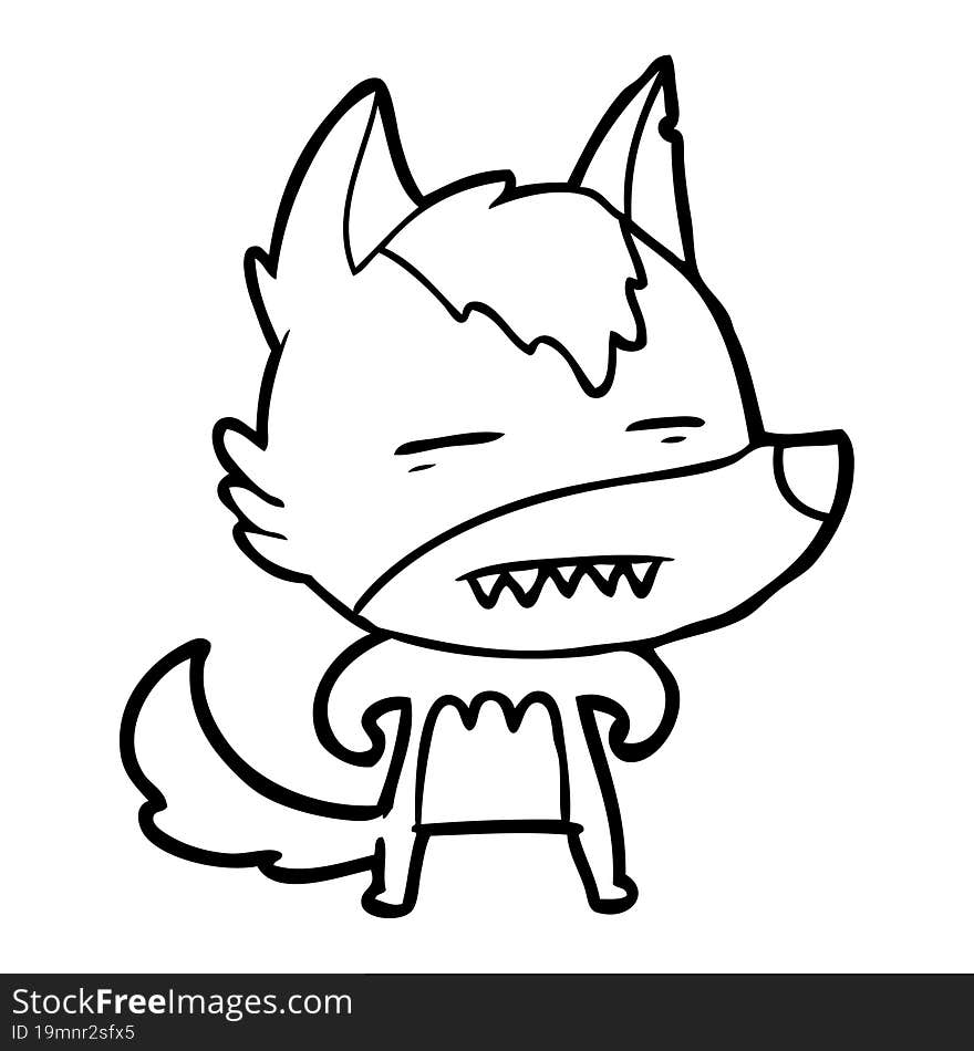 cartoon wolf showing teeth. cartoon wolf showing teeth