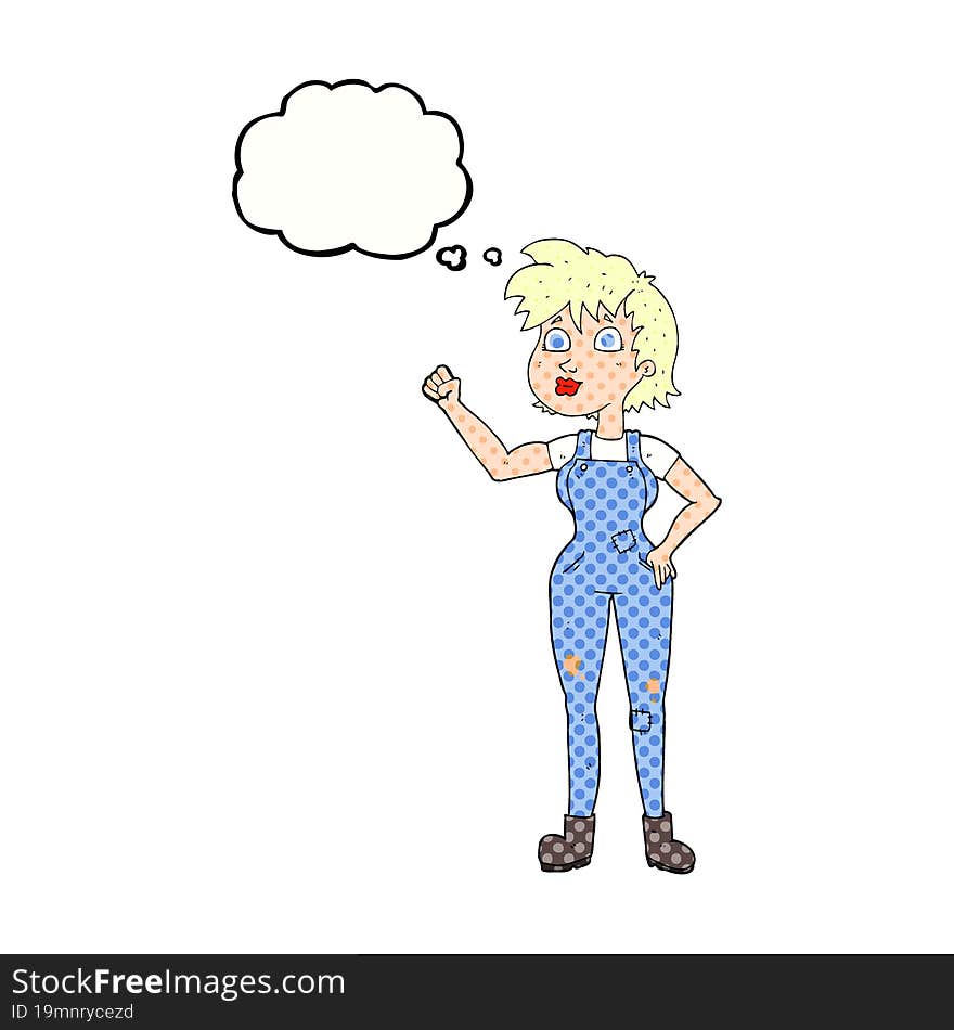 thought bubble cartoon confident farmer woman